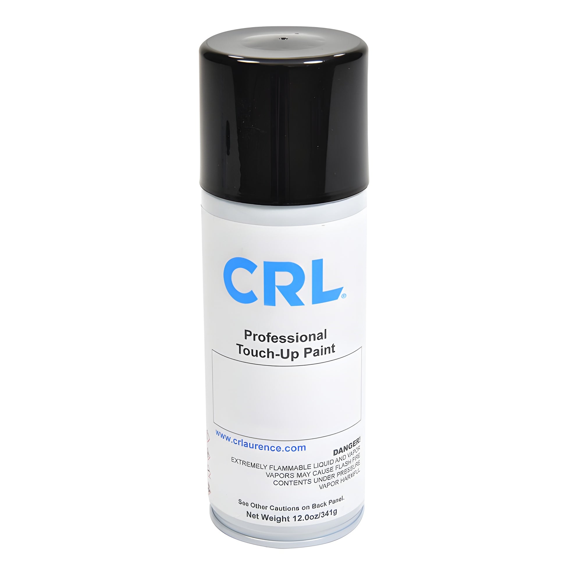 CRL touch-up paint aerosol can, Sky White 12 oz (SKU SP8W), white body with black cap