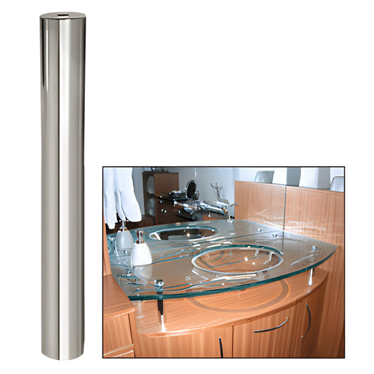 Brushed stainless 3/4" diameter 6" standoff mounting post for glass displays, SKU S0B346BS