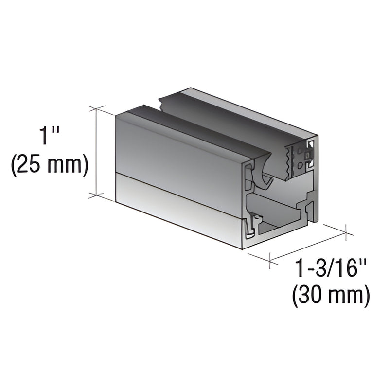 FW2GF3SA matte black aluminum Fallbrook fixed frame profile for 8/10/12mm glass, 1" x 1 3/16" (25x30mm), 3m length.