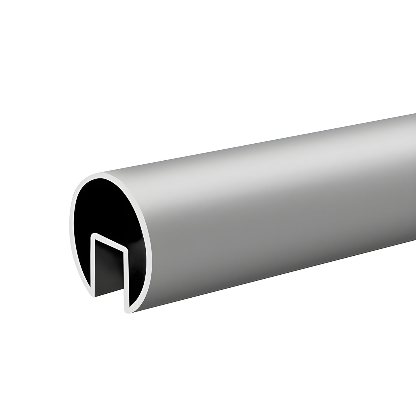 GR307SA satin anodized 3 in aluminum extruded cap rail for 1/2-3/4 in glass, rounded U-profile