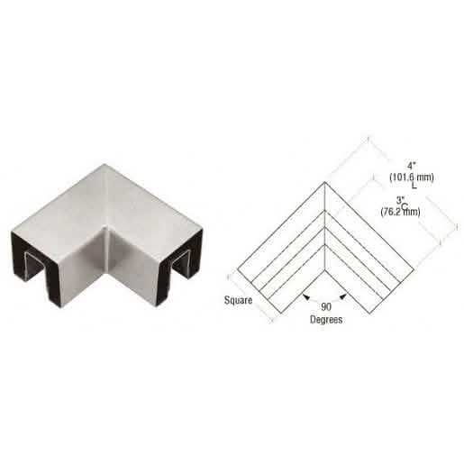 CRL Brushed Stainless 90 Degree Crisp Corner Square Cap for Horizontal Corners