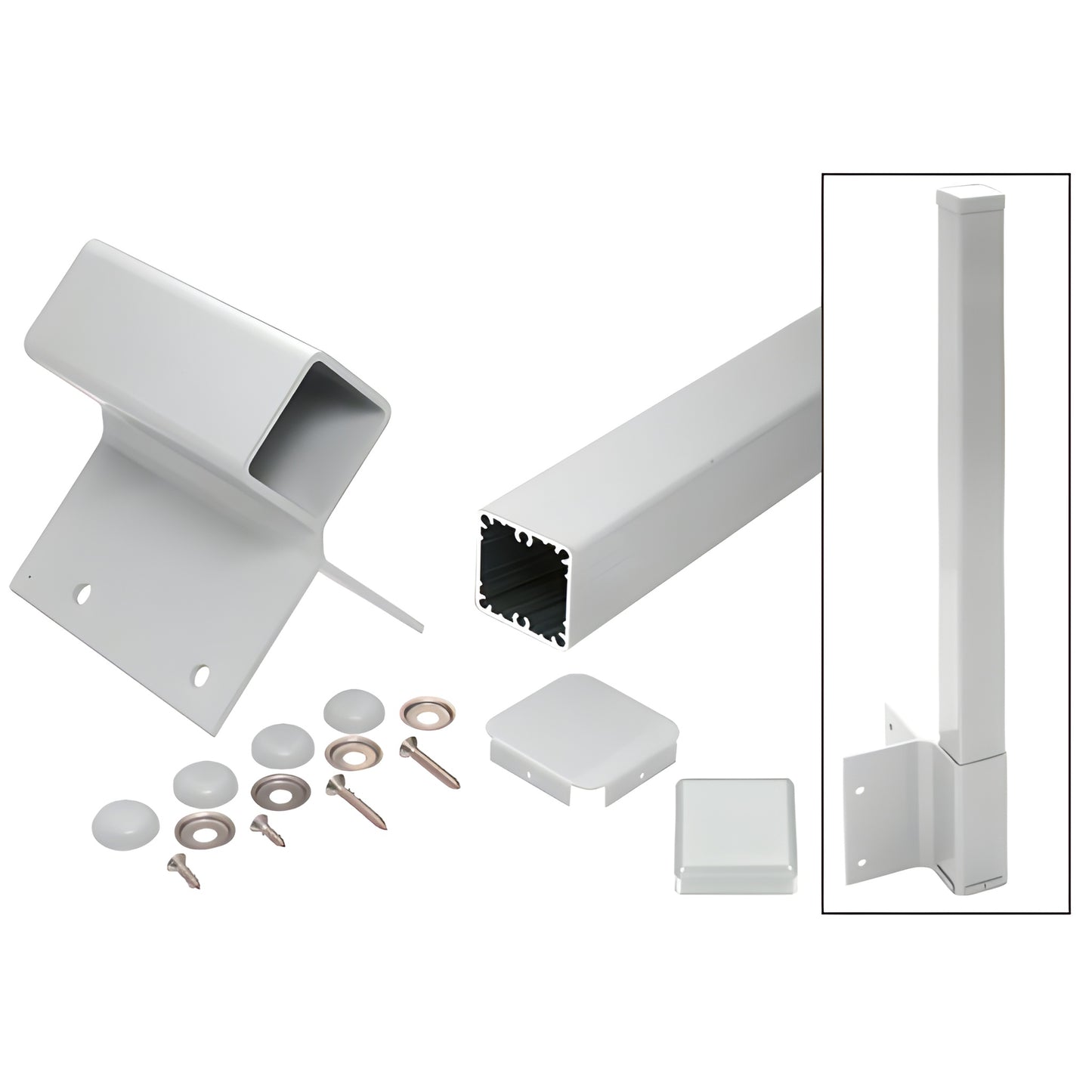CRL 100 Series 90 fascia post kit - aluminum 2-3/8" square post, clear anodized finish with mounting hardware. SKU 1FP942KCA