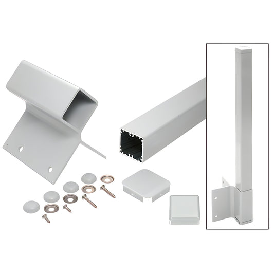 CRL 100 Series 90 fascia post kit - aluminum 2-3/8" square post, clear anodized finish with mounting hardware. SKU 1FP942KCA