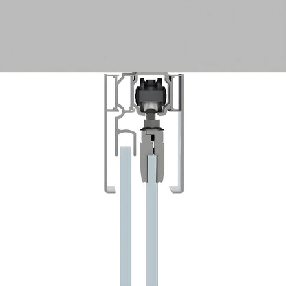 CRL701C top-hung satin anodized ceiling track and cover with tempered glass panel for sliding door
