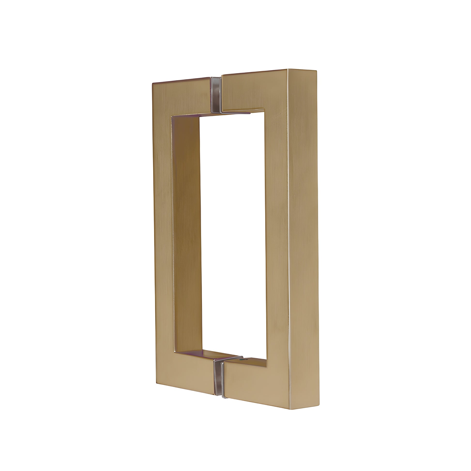 Brushed bronze square corner 3/4 tubular brass glass door pull, 6 C to C (SKU SQ6X6BBRZ)