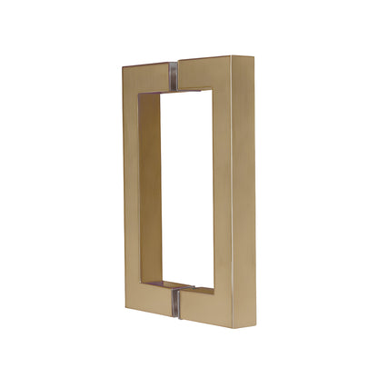 Brushed bronze square corner 3/4 tubular brass glass door pull, 6 C to C (SKU SQ6X6BBRZ)