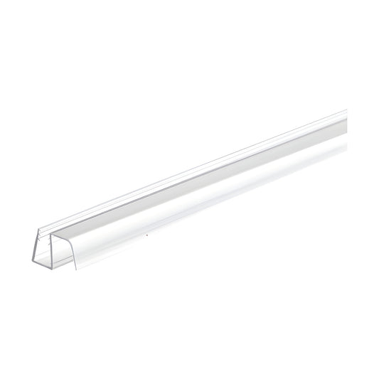 Clear polycarbonate shower door bottom wipe with 45-degree drip rail, 40 in long, fits 3/8" glass (SKU P995WS)