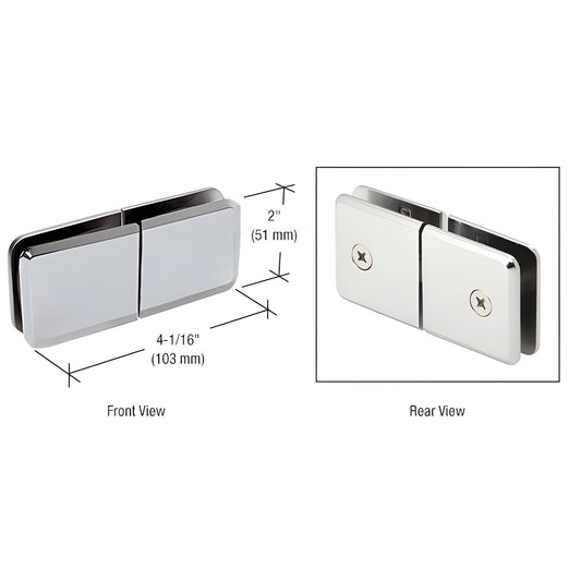 Polished chrome beveled 180 glass-to-glass transom clamp SKU BGC188CH for 3/8-1/2 tempered glass