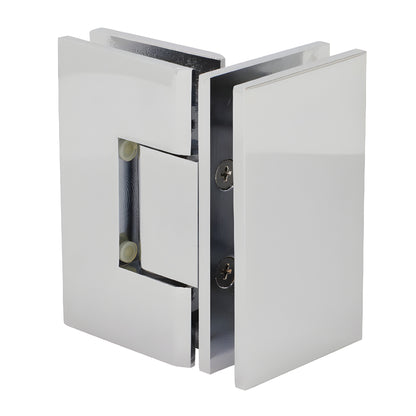 Polished chrome square glass-to-glass shower hinge (GEN092CH), brass, self-centering 90 pivot for 8-12mm glass.