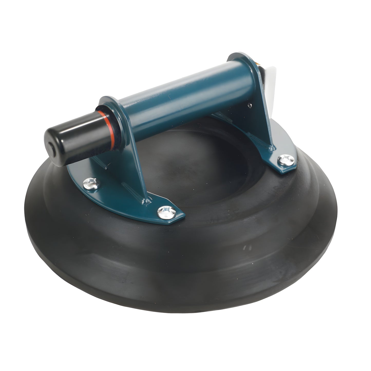 H6300 10" rubber vacuum cup with teal metal handle, red suction indicator - concave 10in pad for lifting glass (175lb)
