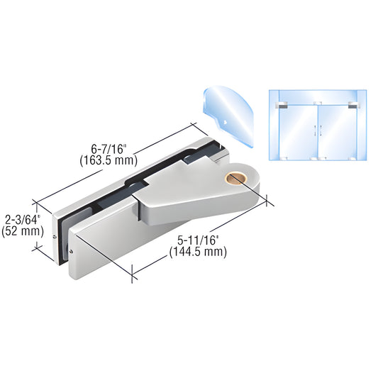 CRL 0PF20LPS polished stainless top-of-door offset patch fitting for 3/8-1/2" glass, offset arm, 180 swing