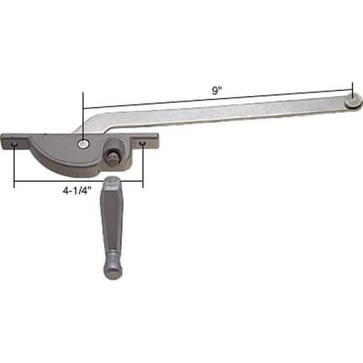 CRL 9-inch Left Hand Aluminum Casement Window Operator for Fenestra, 4-1/4" Screw Hole