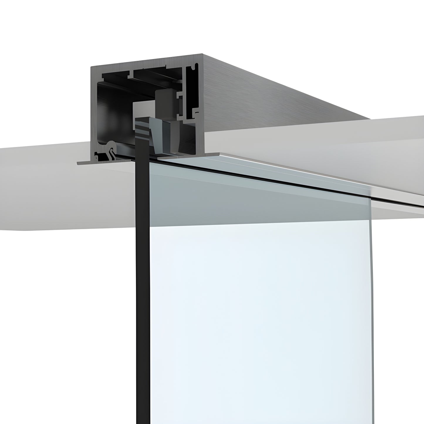 CRL690DBSA brushed stainless anodized top-mounted 118" sliding door track and hanger for 3/8-1/2" tempered glass