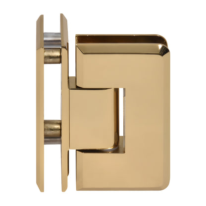 Cologne solid brass beveled shower hinge in French Gold, 90 glass-to-glass pivot (SKU: C0L092FG)