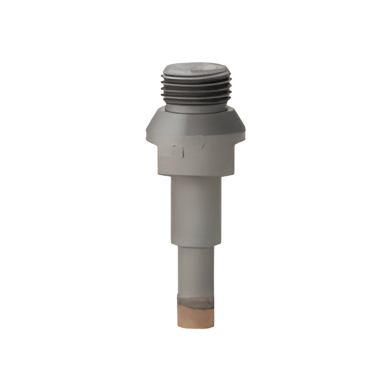 PDT716 Belgian-thread metal-bond diamond drill for glass, 11mm (7/16") tip, gray body with threaded mount.