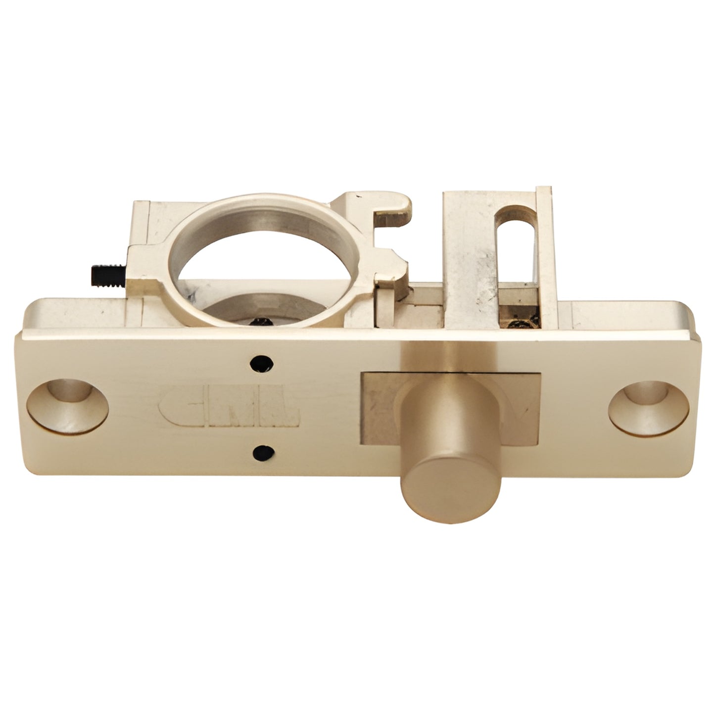 CRL 777LP solid brass low-profile door rail lock with 5/8" plunger bolt, compact mortise-style latch.