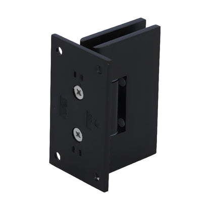 Matte black solid brass wall-mount shower door hinge for 3/8-1/2" tempered glass (Victoria VCT037MBL)