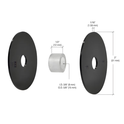 RS0BRG1 black 2in soft-plastic standoff gasket set - two black washers and one white grommet for glass protection