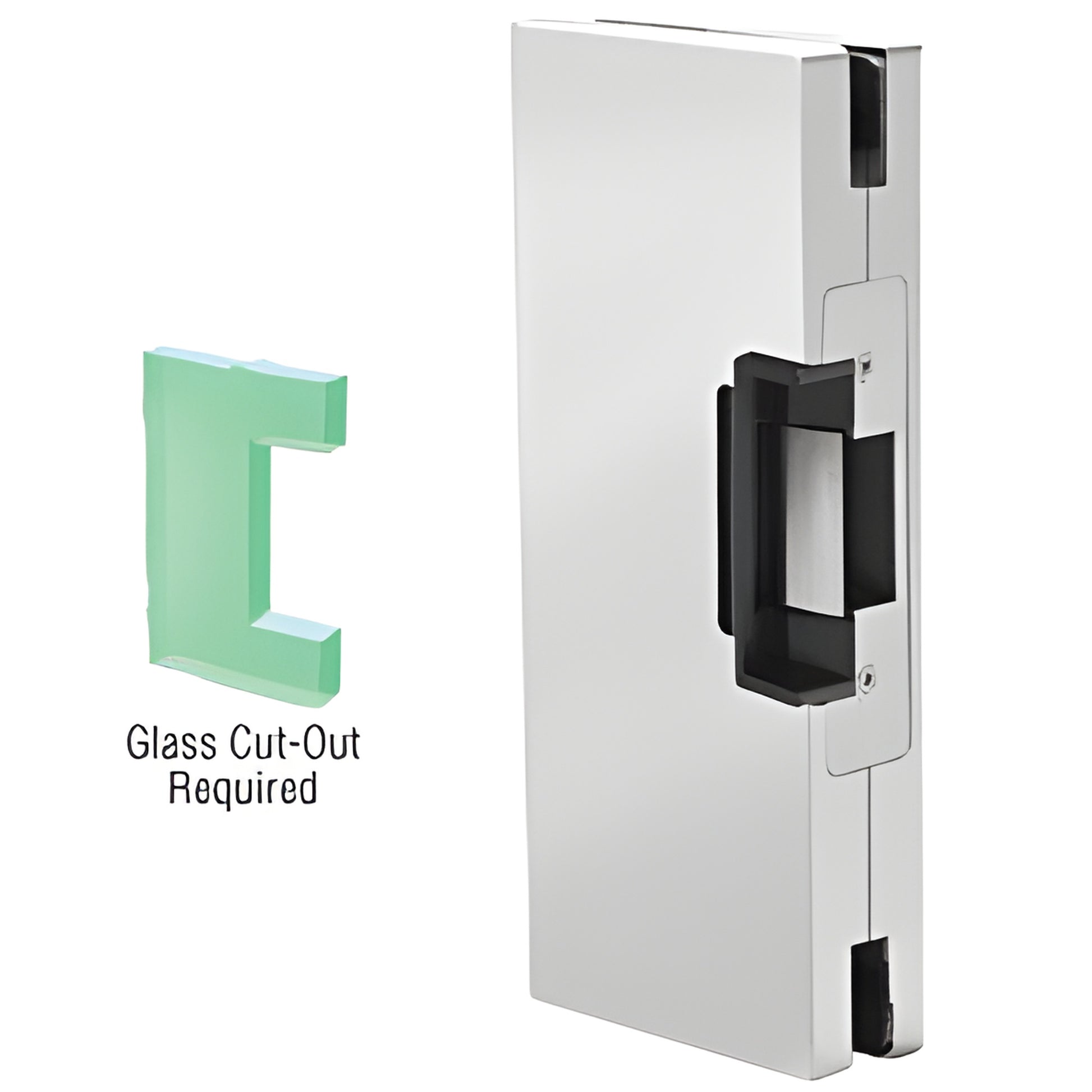 DLEL410SC satin anodized right-hand 4x10" center lock glass keeper for 1/2" tempered glass