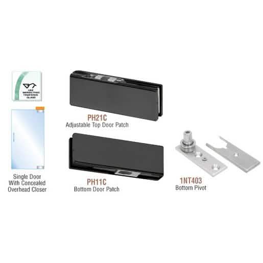 CRL Matte Black European Patch Door Kit with Lock for Overhead Door Closer Installation