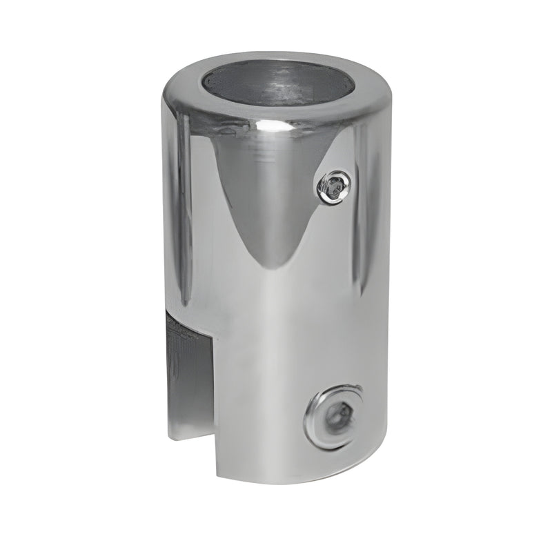 CRL S910CH polished chrome support bar bracket for 3/8-1/2" tempered glass, cylindrical brass top-mount connector.