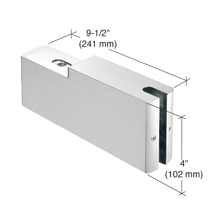 DR4SBS38AGP brushed stainless steel dry-glaze top patch gate rail, 9.5 in, for 3/8 in (10 mm) tempered glass