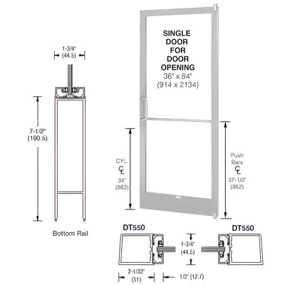 CRL-U.S. Aluminum 250 3'x7' Offset Narrow-Stile Door, Clear Anod., 1"
