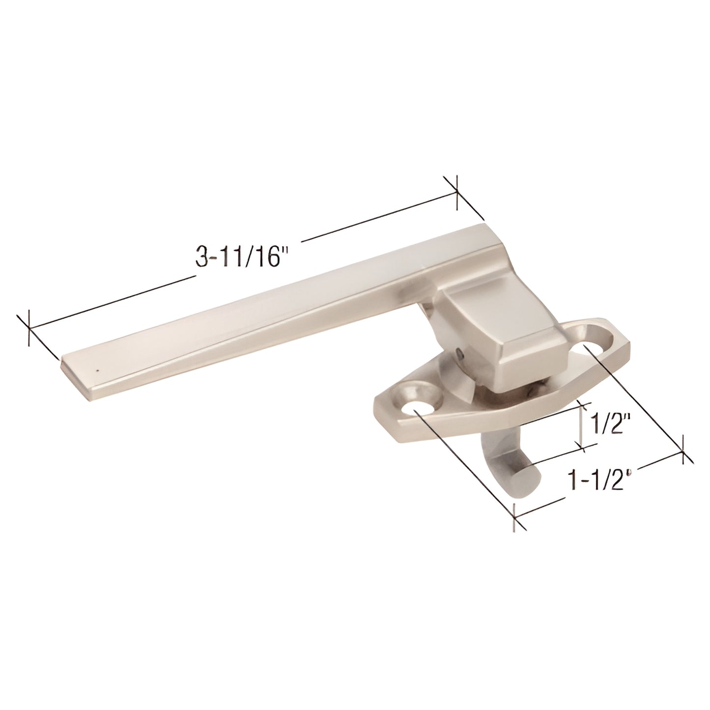 Champagne locking handle for in-swing windows with concealed pawl, 3-11/16" arm - SKU WH25915L