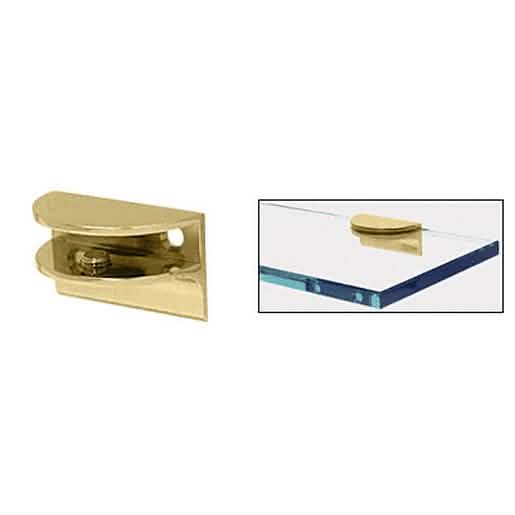 CRL Brass Rounded Interior Shower Shelf Clamp with Support Leg for Secure Installation