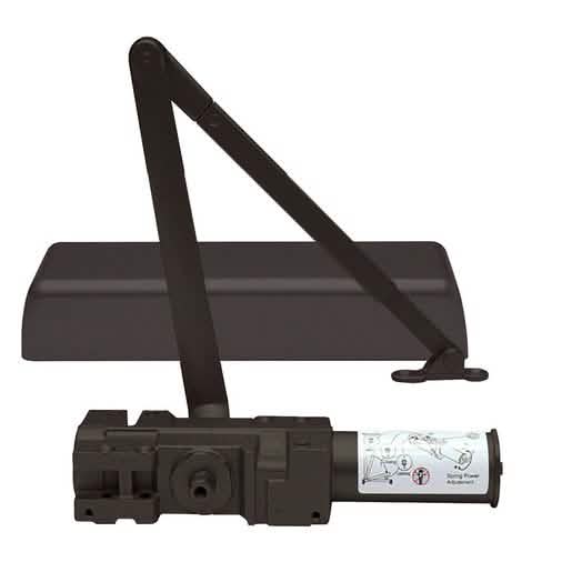 "CRL Dark Bronze Adjustable Door Closer, Size 1-6, Surface Mount, Cast Iron, Delayed Actio