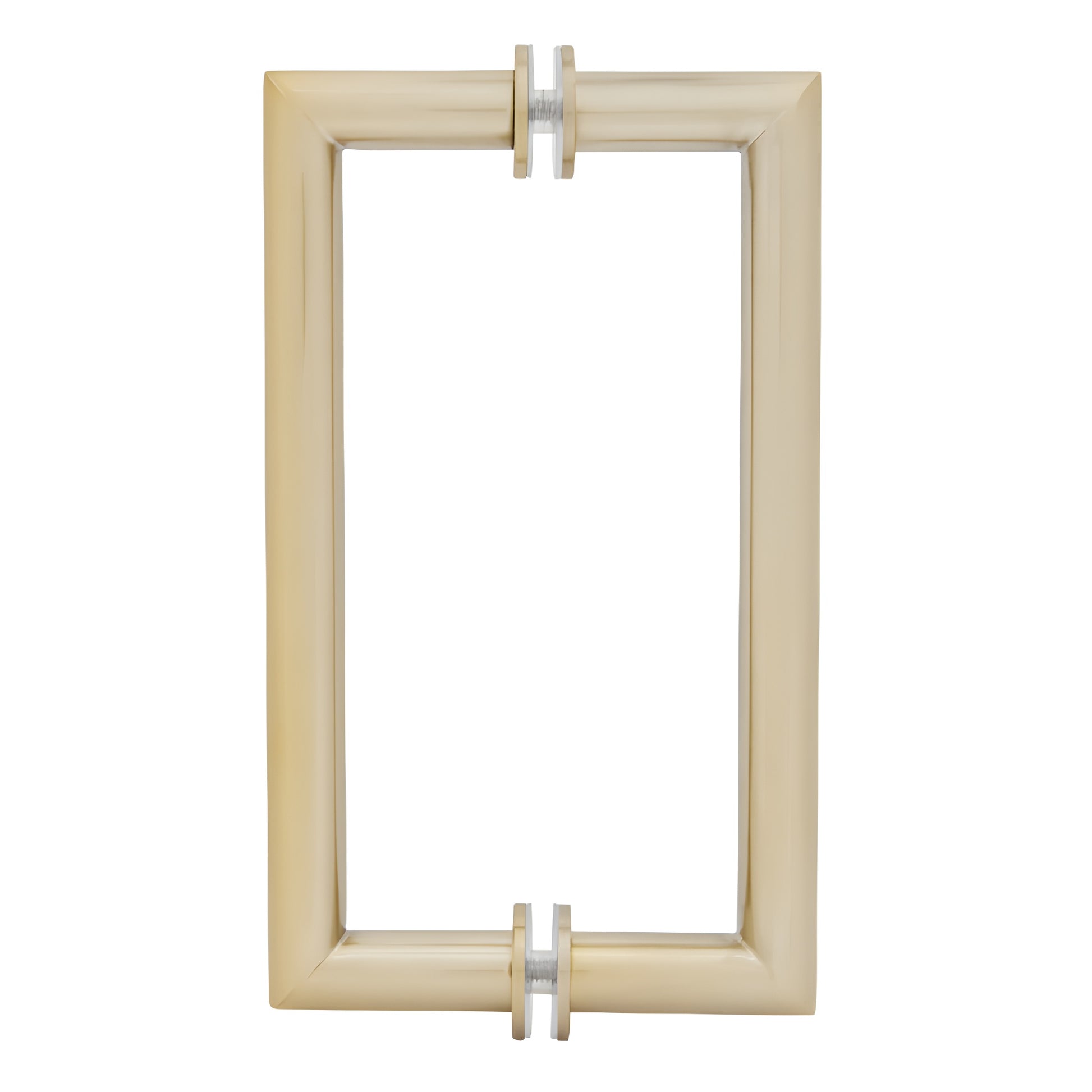 Brushed-bronze MT Series rectangular back-to-back tubular glass pull handle with mitered corners, 8" c-c (SKU MT8X8BBRZ)