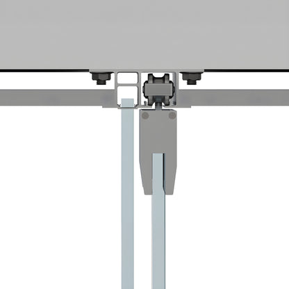 CRL501D satin-anodized dropped-ceiling sliding door track and hanger with tempered glass panel.