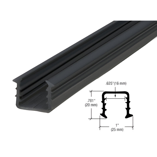 GRRF1519PV black rubber glazing insert for GRRF15 cap rail, fits 3/4" (19 mm) tempered glass.