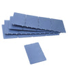 Blue 4"x2" multipolymer plastic bearing shim strips (PBS06) stacked - drillable leveling shims for curtainwall/storefront ins