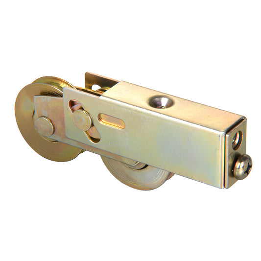 CRL SKU D1754 adjustable tandem steel roller assembly for sliding glass doors, 1.5 in concave steel rollers, zinc finish