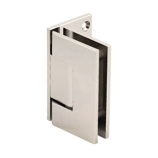 GEN544PN Geneva polished nickel wall-mount shower hinge, solid brass, 5 pre-set, for 8-12mm tempered glass.