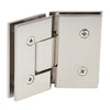 Polished nickel square glass-to-glass shower hinge, 135 brass pivot for 3/8-1/2" frameless glass (SKU V1E045PN)
