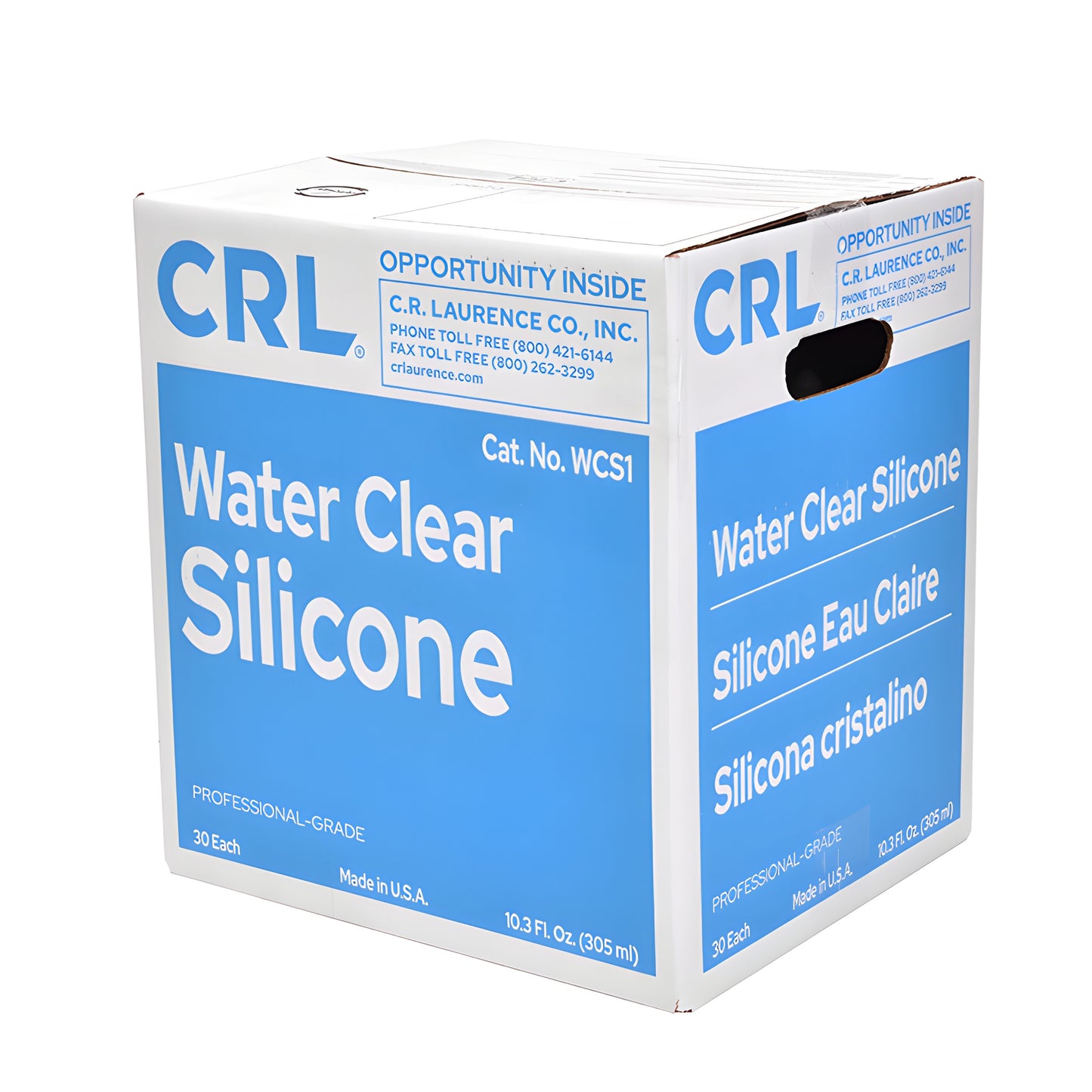 CRL 95C silicone building sealant 10.3 oz cartridge with nozzle, white tube with blue label. SKU 95CBL