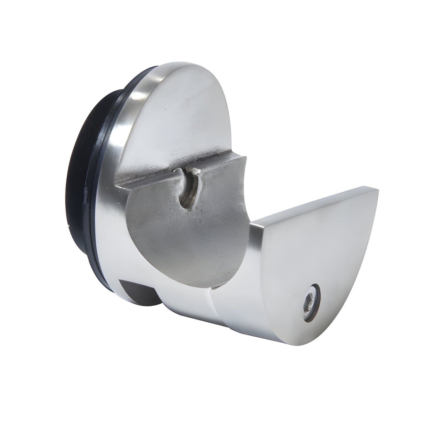 Brushed stainless steel top sliding tube glass clamp, mounts to glass (SKU LS403BS)