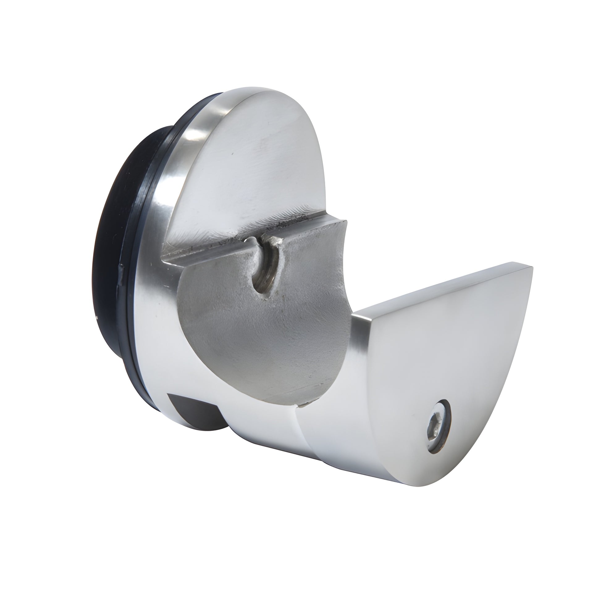 Brushed stainless steel top sliding tube glass clamp, mounts to glass (SKU LS403BS)