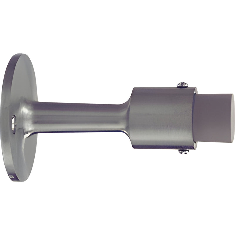 W145 wall-mounted solid brass door stop with rubber tip, satin chrome finish, includes screws and anchors