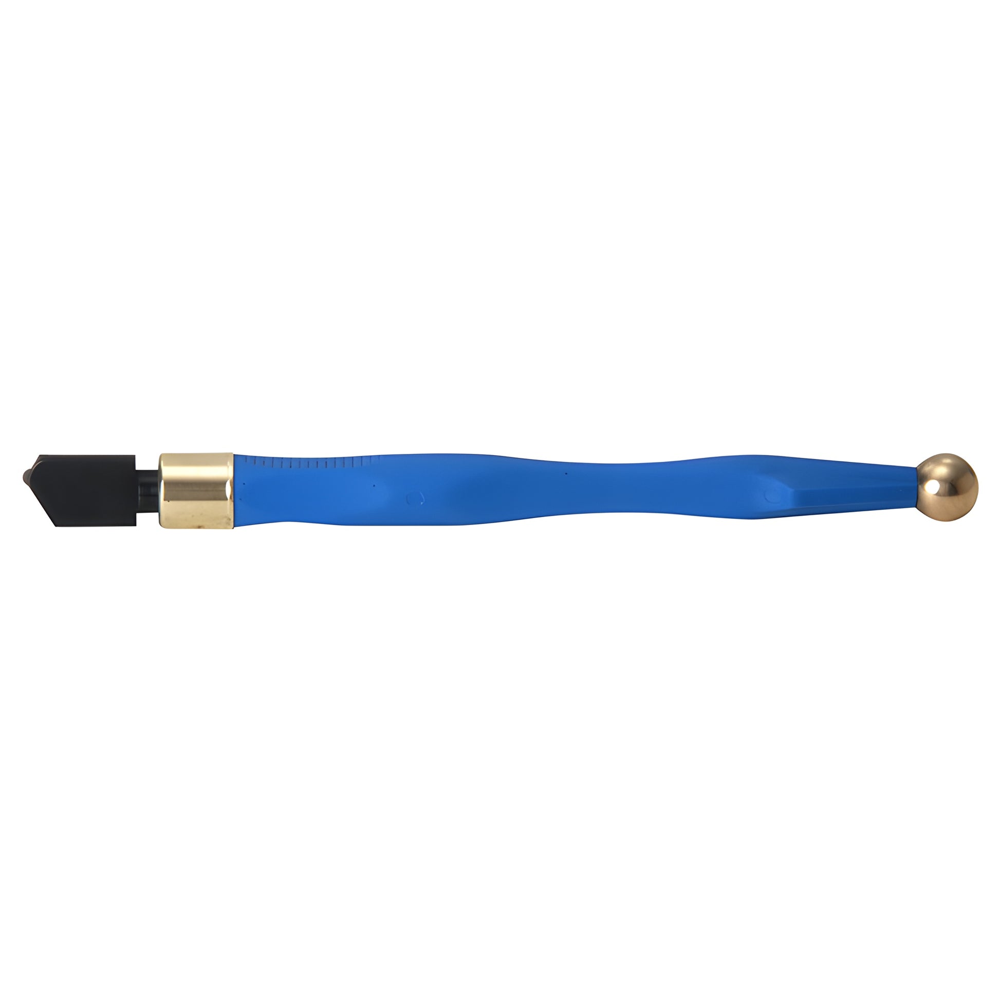 Blue CRL self-oiling straight glass cutter with gold accents, interchangeable head - SKU 0GC1S.