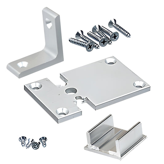 CRL D1993AC satin anodized aluminum partition post base plate kit with flat square plate, top cap, L-bracket and screws