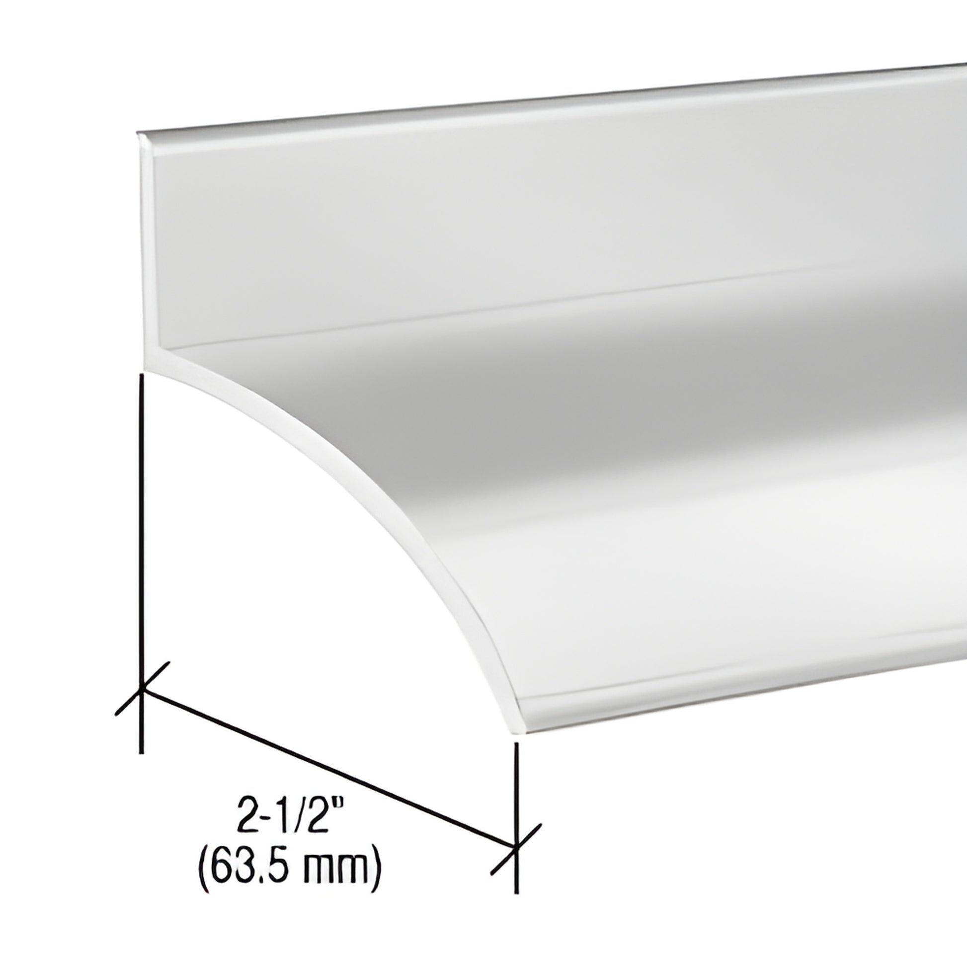 Aluminum 36" door rain drip, 2-1/2" projection, curved profile to deflect water. SKU 155A36