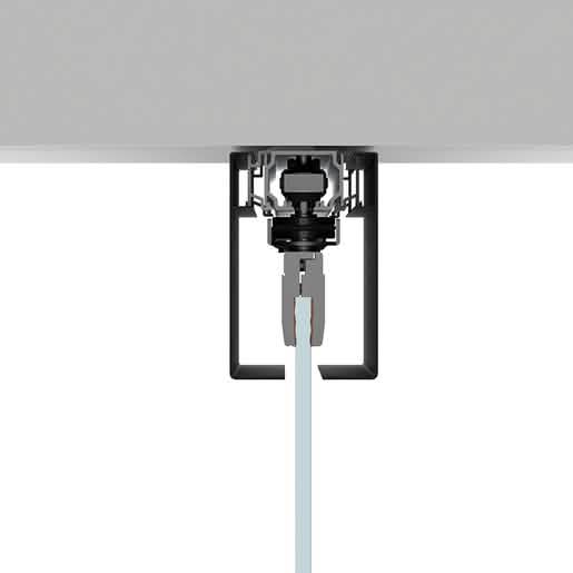 Matte Black Sliding Door Ceiling Mount Kit - CRL50 Series, Sleek Design for Modern Spaces.