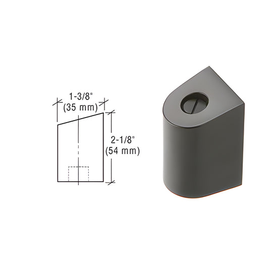 Black bronze anodized 0P400 3/4" offset pivot bottom door portion (non-handed) shown with dimension sketch.