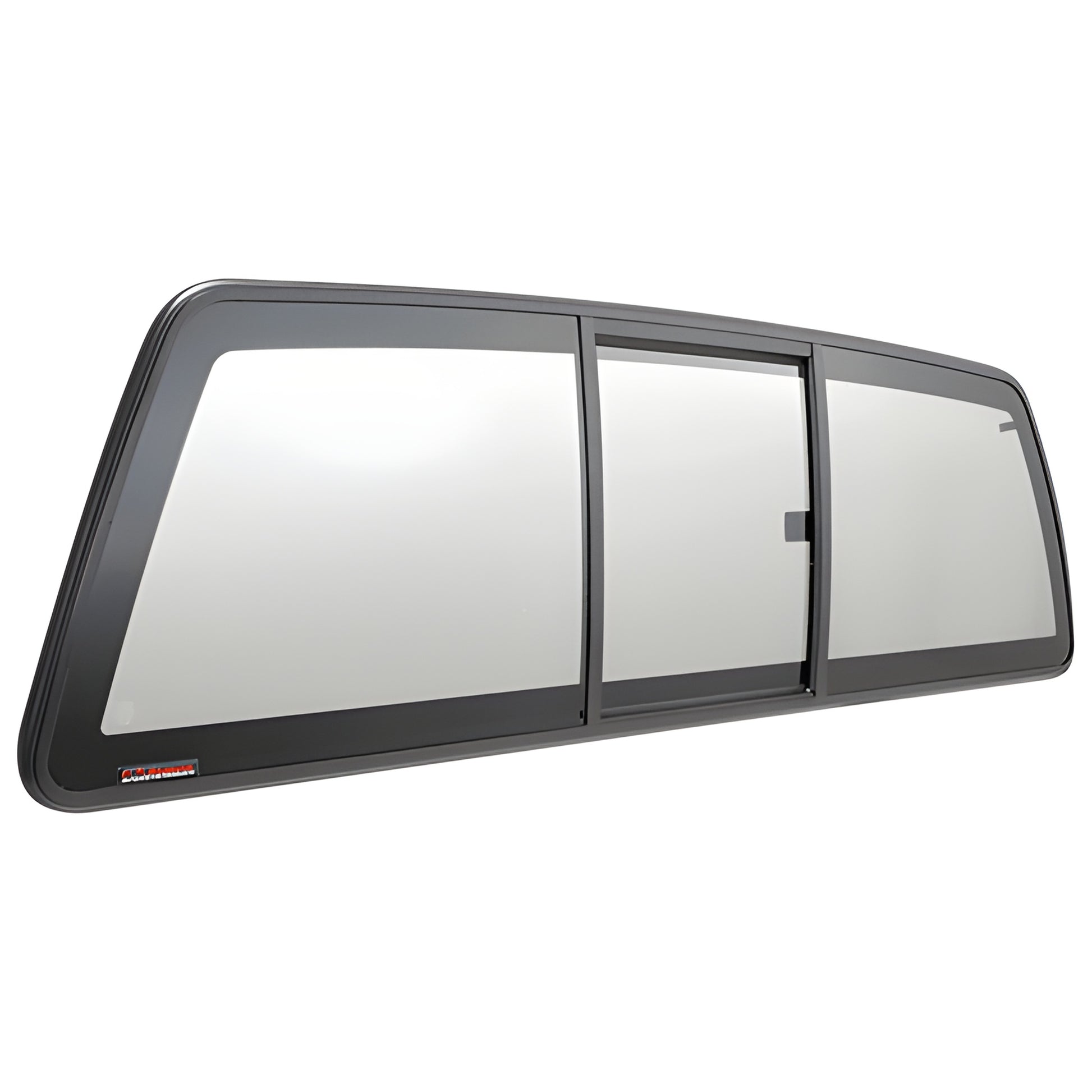 CRL three-panel tri-vent slider (solar glass) for 2005-2019 Nissan Frontier cabs, black frame, SKU ECT655S