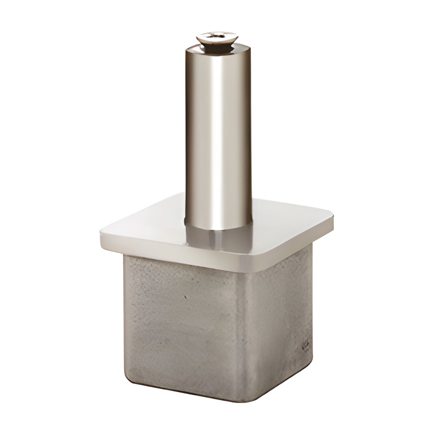 P1VFPS polished 316 stainless vertically adjustable post cap for 2" square posts, includes 1/4-20 screw