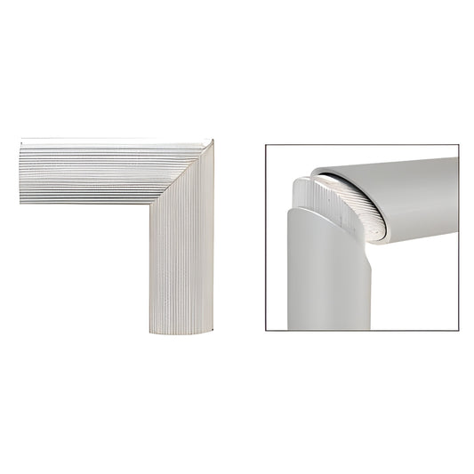 90 mill-finish 6063 T6 aluminum internal splice sleeve for cap rail, shown in corner and close-up, SKU 1S30V90M