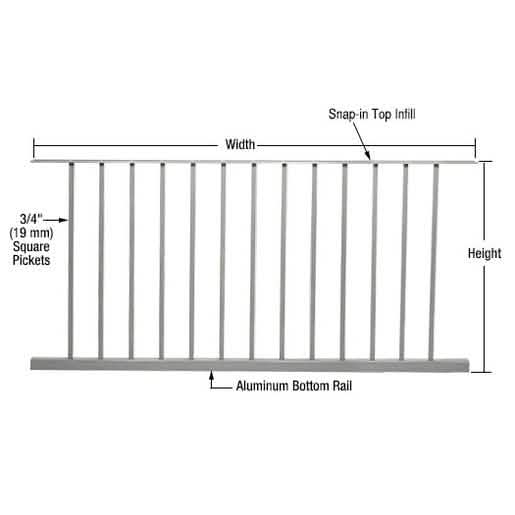 CRL Metallic Silver Picket Panel, 60"W x 42"H, for Series 200, 300, 350, 400 railing syste